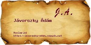 Jávorszky Ádám névjegykártya